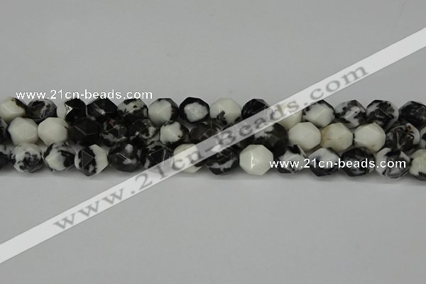 CNG6203 15.5 inches 10mm faceted nuggets black & white jasper beads