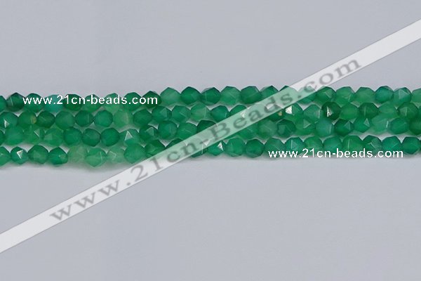 CNG6226 15.5 inches 6mm faceted nuggets green agate beads