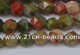 CNG6254 15.5 inches 6mm faceted nuggets unakite beads wholesale