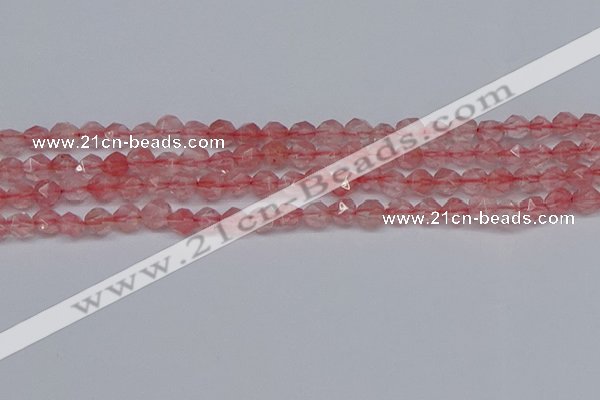 CNG6260 15.5 inches 6mm faceted nuggets cherry quartz beads