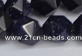 CNG6297 15.5 inches 14mm faceted nuggets blue goldstone beads