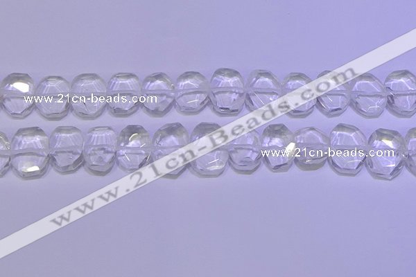 CNG6300 13*18mm - 15*20mm faceted freeform white crystal beads