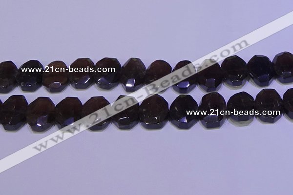 CNG6308 15.5 inches 13*18mm - 15*20mm faceted freeform smoky quartz beads