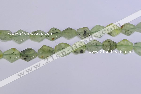 CNG6330 14*18mm - 16*22mm freeform green rutilated quartz beads