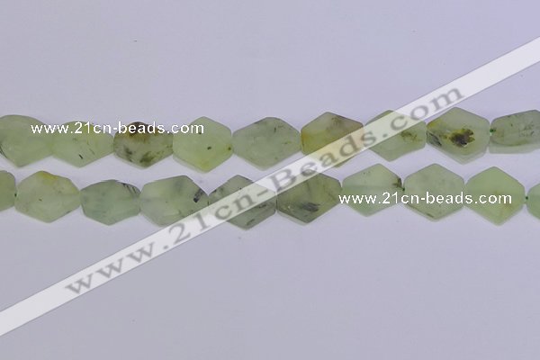 CNG6357 14*18mm - 16*22mm freeform green matte rutilated quartz beads