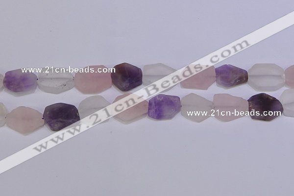 CNG6364 15.5 inches 14*18mm - 16*22mm freeform matte mixed quartz beads