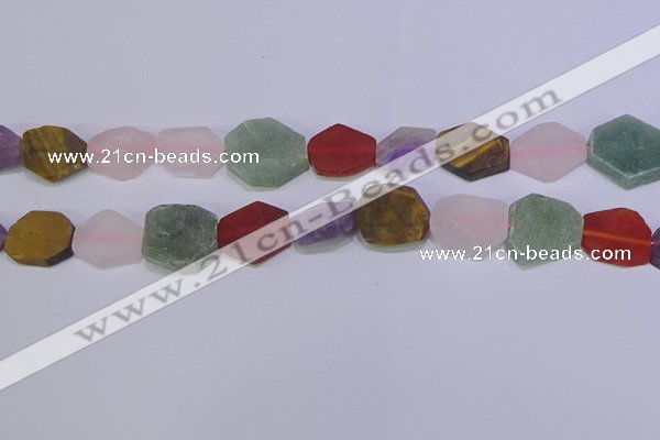 CNG6375 15.5 inches 14*18mm - 16*22mm freeform matte mixed gemstone beads