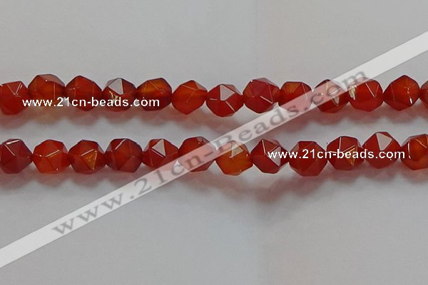 CNG6507 15.5 inches 12mm faceted nuggets red agate beads