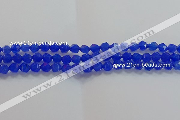 CNG6508 15.5 inches 6mm faceted nuggets blue agate beads