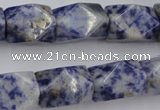 CNG651 15.5 inches 13*18mm faceted nuggets blue spot gemstone beads