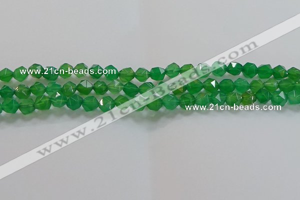 CNG6512 15.5 inches 6mm faceted nuggets green agate beads