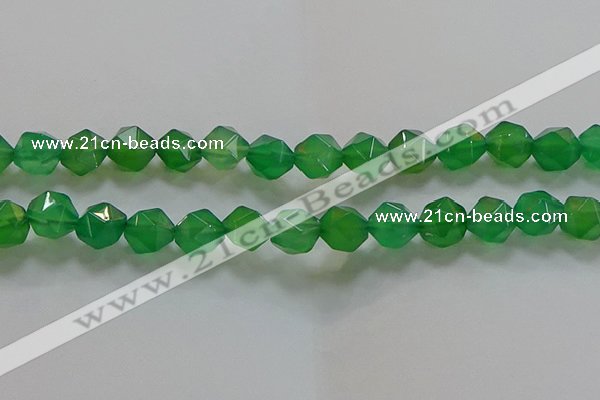 CNG6515 15.5 inches 12mm faceted nuggets green agate beads