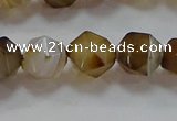 CNG6518 15.5 inches 10mm faceted nuggets line agate beads