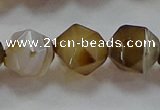 CNG6519 15.5 inches 12mm faceted nuggets line agate beads