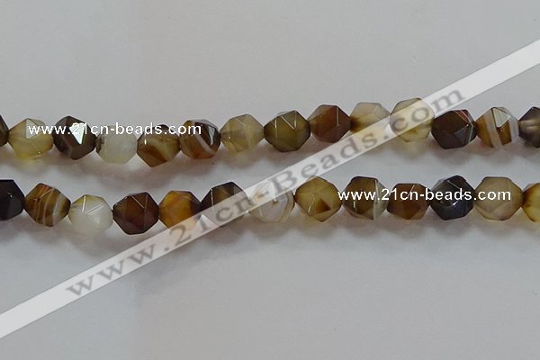 CNG6519 15.5 inches 12mm faceted nuggets line agate beads