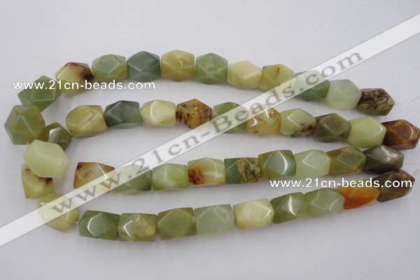 CNG652 15.5 inches 13*18mm faceted nuggets flower jade beads