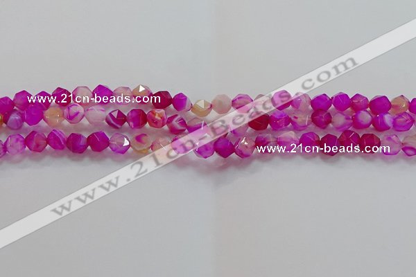 CNG6520 15.5 inches 6mm faceted nuggets line agate beads