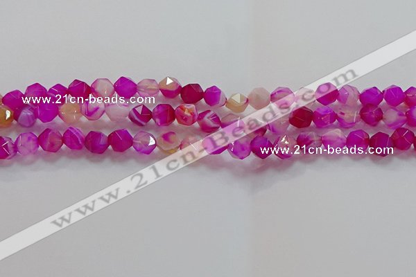 CNG6521 15.5 inches 8mm faceted nuggets line agate beads