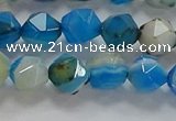 CNG6524 15.5 inches 6mm faceted nuggets line agate beads