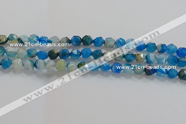 CNG6524 15.5 inches 6mm faceted nuggets line agate beads
