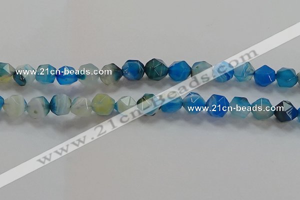 CNG6526 15.5 inches 10mm faceted nuggets line agate beads