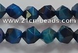 CNG6539 15.5 inches 8mm faceted nuggets blue tiger eye beads