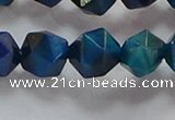 CNG6541 15.5 inches 12mm faceted nuggets blue tiger eye beads