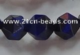 CNG6545 15.5 inches 12mm faceted nuggets blue tiger eye beads