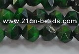 CNG6546 15.5 inches 6mm faceted nuggets green tiger eye beads