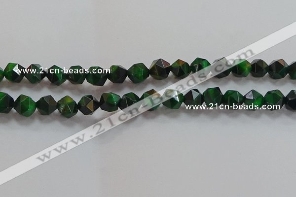 CNG6548 15.5 inches 10mm faceted nuggets green tiger eye beads