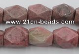 CNG658 15.5 inches 13*18mm faceted nuggets rhodochrosite beads