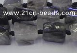 CNG6821 15.5 inches 5*8mm - 8*12mm nuggets black rutilated quartz beads