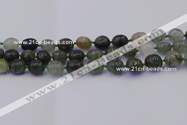 CNG6871 8*12mm - 10*14mm nuggets green rutilated quartz beads