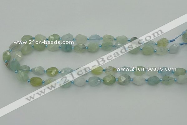 CNG6920 15.5 inches 8*12mm - 12*16mm faceted nuggets aquamarine beads