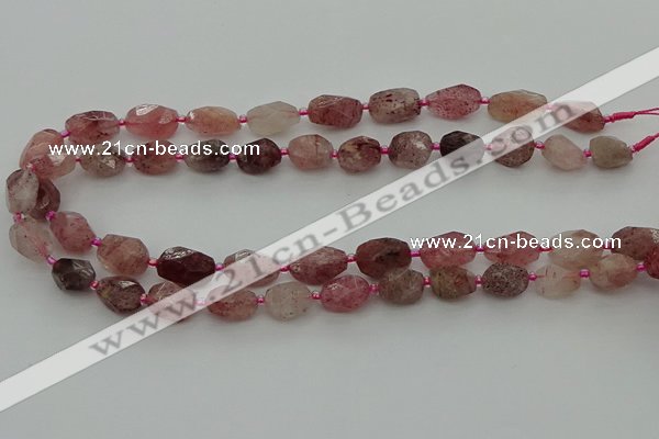 CNG6923 15.5 inches 8*12mm - 12*16mm faceted nuggets strawberry quartz bead