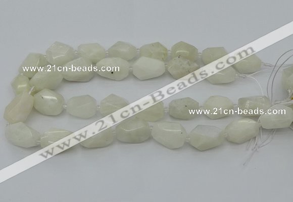 CNG6926 12*16mm - 15*25mm faceted nuggets white moonstone beads