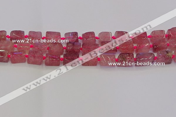 CNG6930 15.5 inches 5*8mm - 8*12mm nuggets strawberry quartz beads