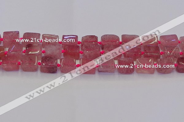 CNG6931 15.5 inches 8*12mm - 10*16mm nuggets strawberry quartz beads