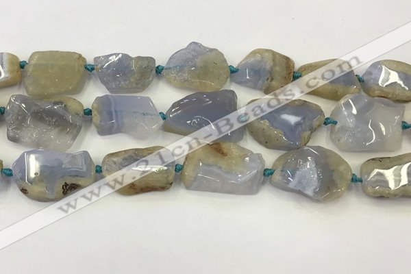 CNG6949 15.5 inches 22*30mm - 30*40mm freeform blue chalcedony beads