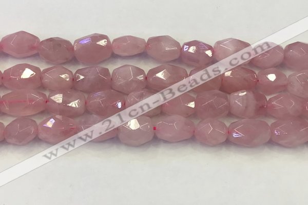 CNG6953 12*14mm - 13*16mm faceted nuggets rose quartz beads