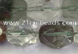 CNG6962 13*18mm - 15*20mm faceted nuggets green phantom quartz beads