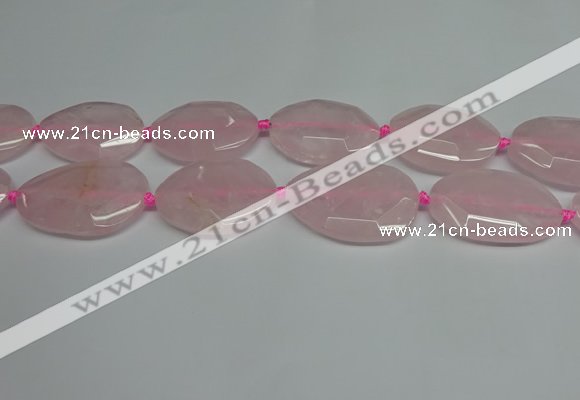 CNG7088 15.5 inches 25*35mm - 35*45mm faceted freeform rose quartz beads