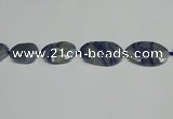 CNG7093 25*35mm - 35*45mm faceted freeform blue aventurine beads