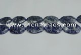 CNG7094 25*35mm - 35*45mm faceted freeform blue spot stone beads