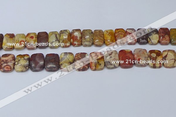 CNG7120 10*18mm freeform double drilled birdeye rhyolite beads