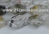 CNG7134 6*10mm - 10*14mm faceted nuggets green ghost quartz beads