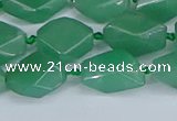 CNG7137 6*10mm - 10*14mm faceted nuggets green aventurine beads
