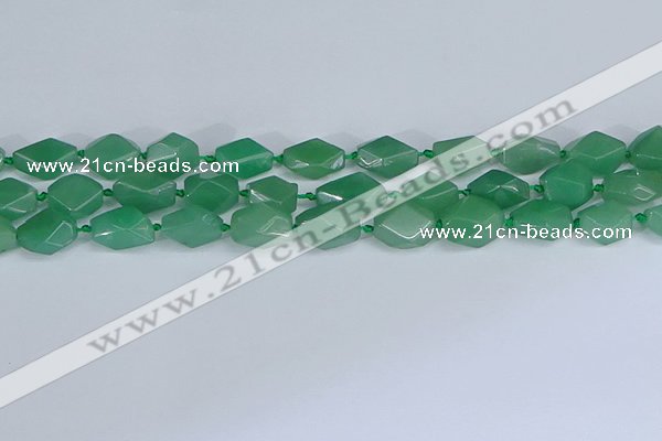 CNG7137 6*10mm - 10*14mm faceted nuggets green aventurine beads