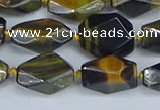 CNG7140 6*10mm - 10*14mm faceted nuggets blue tiger eye beads