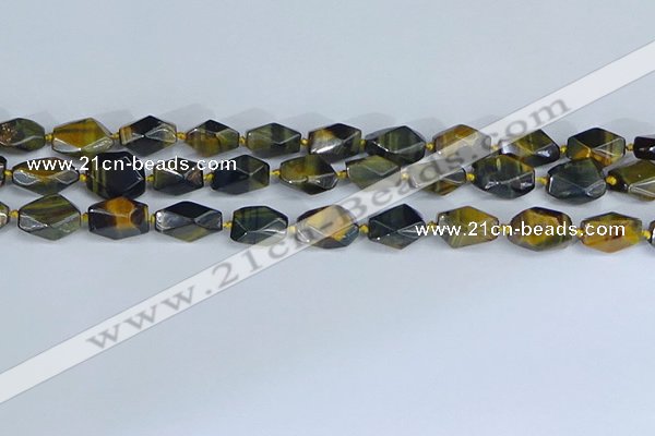 CNG7140 6*10mm - 10*14mm faceted nuggets blue tiger eye beads